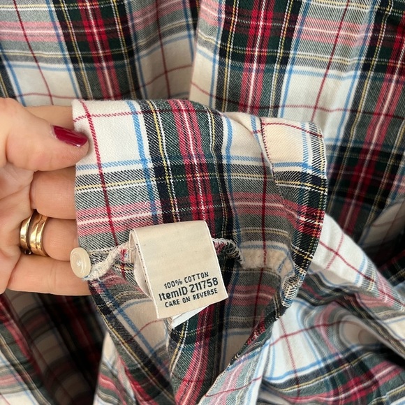 LL Bean Plaid Button Up flannel nightgown casual comfort LP cottage farm cozy - Picture 4 of 7